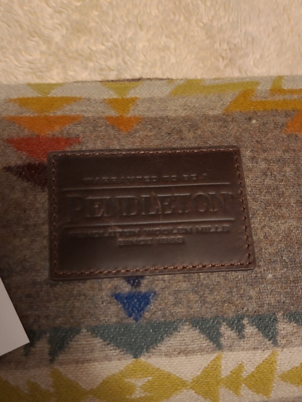 Pendleton Gray Native Print Crossbody with Blue and Mustard Accents - Picture 2 of 5